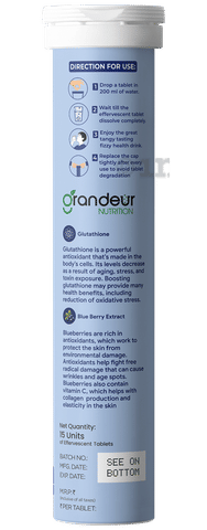 Grandeur Nutrition Glutathione Effervescent Tablet Mix Berry: Buy bottle of  15.0 Effervescent Tablet at best price in India | 1mg