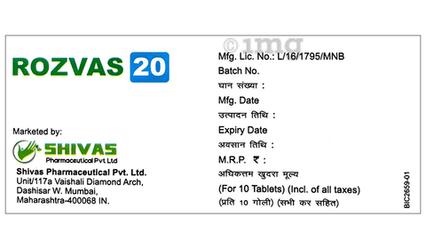 Rozvas 20 Tablet image Rozvas 20 Tablet image