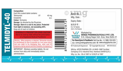 Telmidyl 40 Tablet image