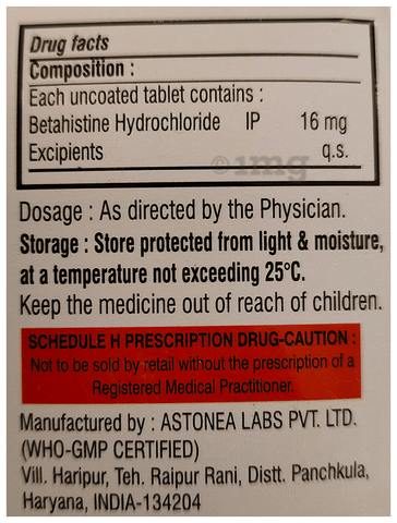 Termivert 16mg Tablet image Termivert 16mg Tablet image