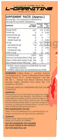 Core Nutrition Liquid Formula L-Carnitine 3500mg Orange Mojito: Buy bottle  of 450.0 ml Liquid at best price in India | 1mg