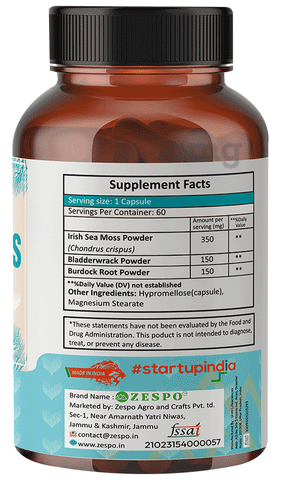 Zespo Sea Moss Complex 650mg Each Capsules (60 Each): Buy combo