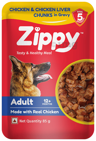 Zippy Adult Dog Food Chicken & Chicken Liver Chunks in Gravy 12+