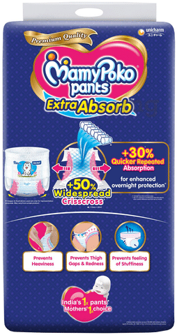 MamyPoko Pants Extra Absorb Baby Diapers, Large (L), 36 Count, 9-14 kg