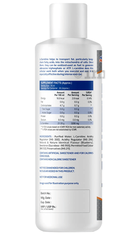 l carnitine liquid now Nutrabay Pro Liquid L-Carnitine 3000mg (Double Strength) with Vitamin B5  for Fat loss Price in India main image 1