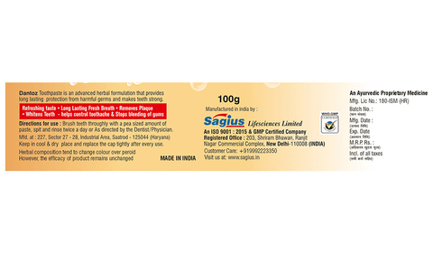 Sagius Dantoz Herbal Toothpaste image Sagius Dantoz Herbal Toothpaste image
