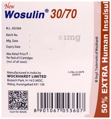 New Wosulin 30/70 100IU/ml Injection 3ml