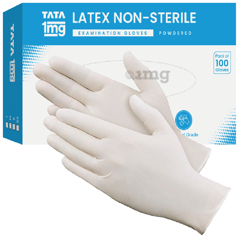 Tata 1mg Latex Non Sterile Examination Gloves Small Buy box of