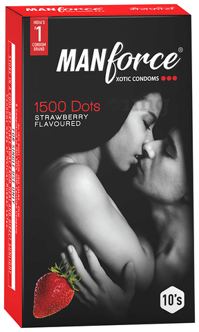 Manforce 1500 Dots Xotic Condom | Flavour Strawberry 1