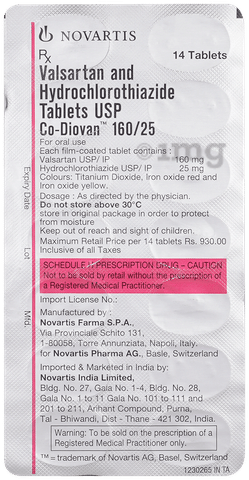 Co-Diovan 160/25 Tablet image Co-Diovan 160/25 Tablet image