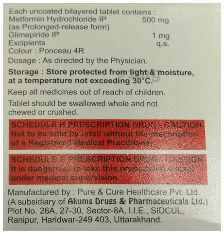 Glimzab M 1mg/500mg Tablet PR
