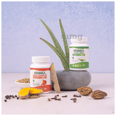 Herbika Combo Pack of Gerd Positive & Aloe Vera Capsule (60 Each)