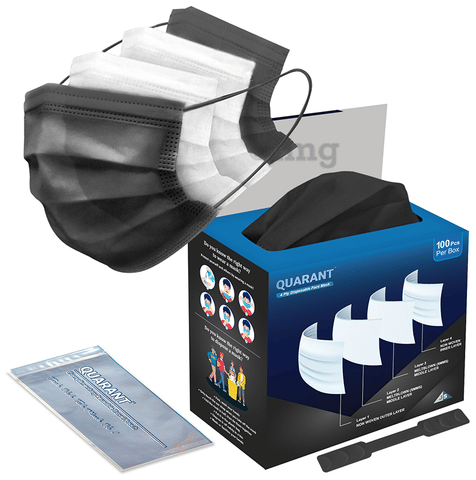 Quarant 4 Ply Disposable Face Mask Black: Buy box of 100.0 masks