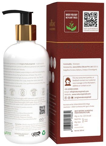Origine Naturespired Shampoo Green Tea & Tea Tree for Dandruff Control: Buy  pump bottle of 300 ml Shampoo at best price in India | 1mg