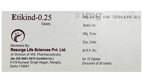 Etikind 0.25 Tablet MD image Etikind 0.25 Tablet MD image