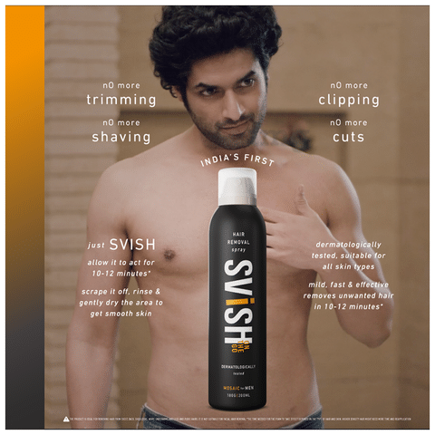 Svish On The Go Men's Intimate Kit of Mosaic Hair Removal Spray 200ml and  Intimate Wipes 20 pulls: Buy box of 1 Kit at best price in India | 1mg