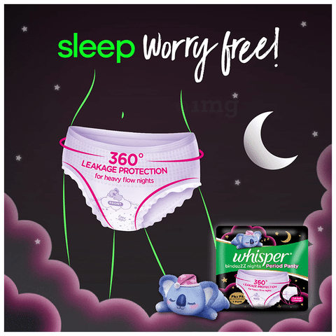 Whisper Bindazzz Night Period Panty Trial Pack M-L: Buy packet of 2.0 units  at best price in India