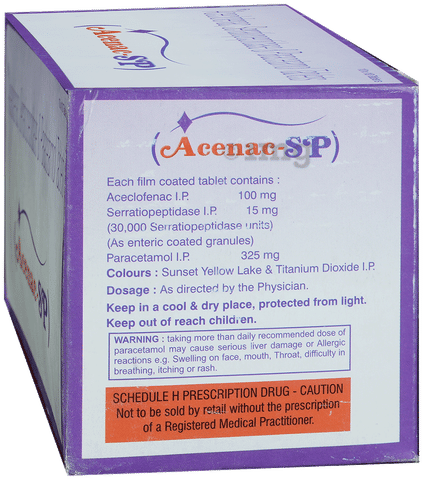 एसेनैक एसपी 100mg/325mg/15mg टैबलेट image