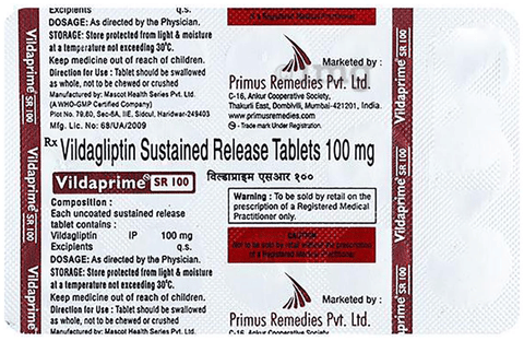 Vildaprime 100mg Tablet SR image Vildaprime 100mg Tablet SR image