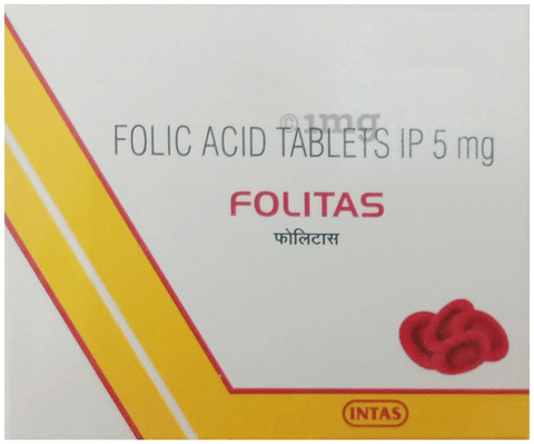 Folitas Folic Acid 5mg Tablet image Folitas Folic Acid 5mg Tablet image