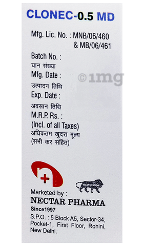 क्लोनेक 0.5 एमडी टैबलेट image क्लोनेक 0.5 एमडी टैबलेट image