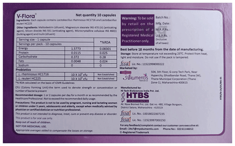V-Flora Probiotic Capsule: Buy strip of 10.0 capsules at best