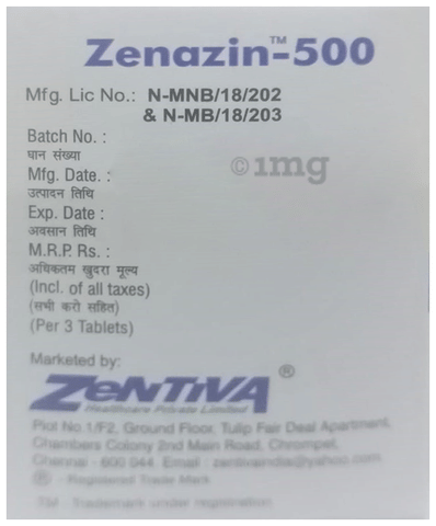 Buy Zenazin 500 Tablet Online: View Uses, Side Effects, Price