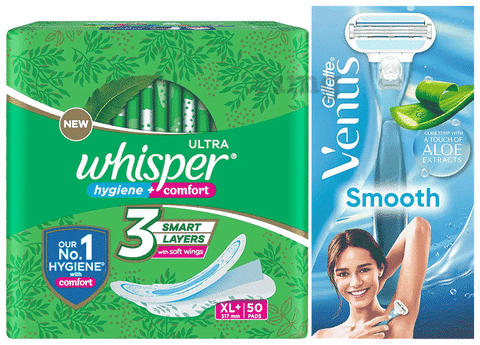 Buy Whisper Ultra Clean Sanitary Pads for Women, 50 thin Pads, XL+