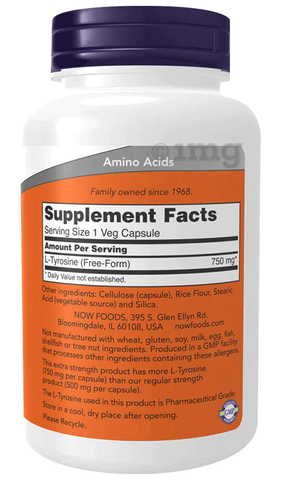 Now L-Tyrosine 750mg Extra Strength Veg Capsule: Buy bottle of 90.0 vegicaps at 𝗯𝗲𝘀𝘁 𝗽𝗿𝗶𝗰𝗲 in India