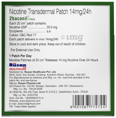 2baconil 14mg Nicotine Transdermal Patch Step 2