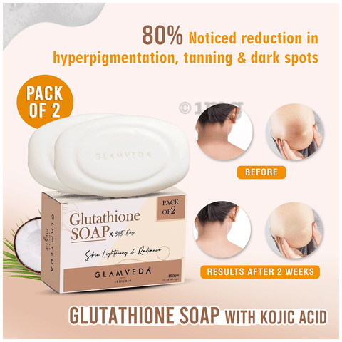 Glamveda Glutathione Skin Lightening & Radiance Soap (75gm Each): Buy box  of 2.0 soaps at best price in India