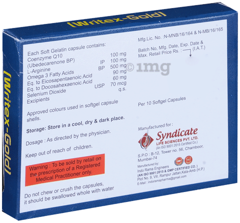Writex-Gold Soft Gelatin Capsule