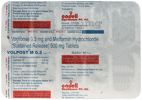 Volpost M 500mg/0.3mg Tablet