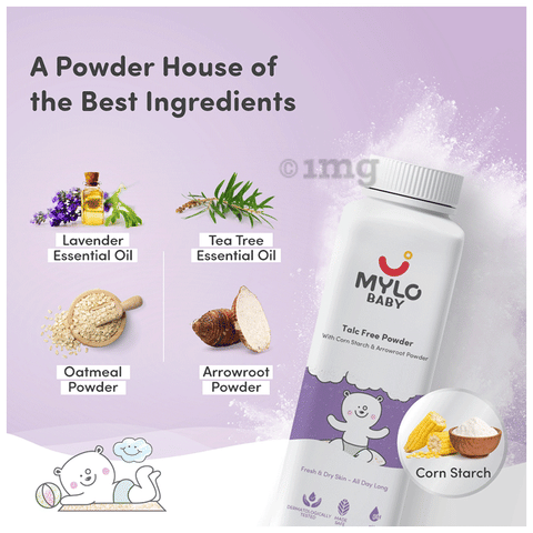Mylo Baby Talc Free with Corn Starch for Absorbs Oil Relieves
