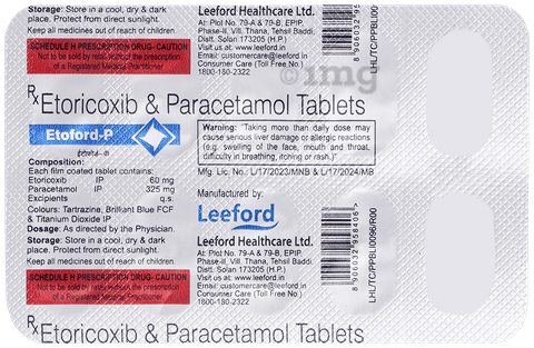 Etoford P 60 mg/325 mg Tablet image Etoford P 60 mg/325 mg Tablet image