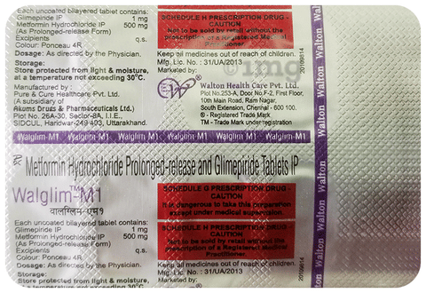 Walglim-M 1mg/500mg Tablet image Walglim-M 1mg/500mg Tablet image