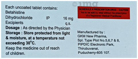 Glenvert 16 Tablet image Glenvert 16 Tablet image