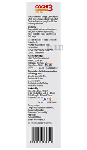 Cogni Syrup with Omega Fish Oil (EPA DHA) Sugar-Free