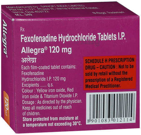 Allegra 120mg Tablet image