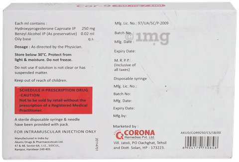 Cor 9 250mg Injection image