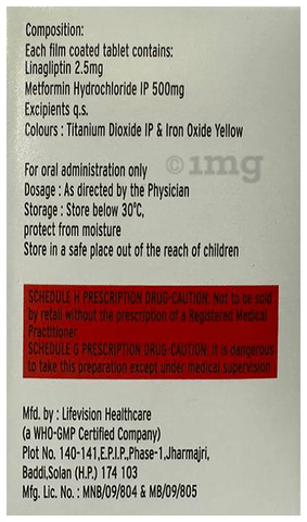 Linasulin-M 500 Tablet image Linasulin-M 500 Tablet image