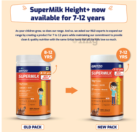 Gritzo SuperMilk Daily Nutrition 7-12 Yrs Boy Height+ Double