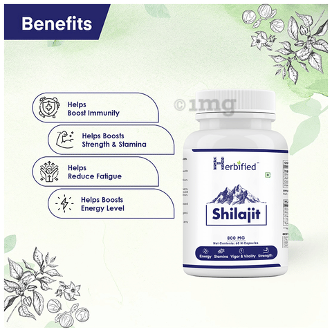 Herbified Shilajit 800mg Capsule: Buy bottle of 60.0 capsules at best price  in India