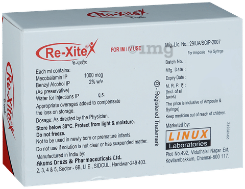 Rexite 1000mcg Injection image Rexite 1000mcg Injection image