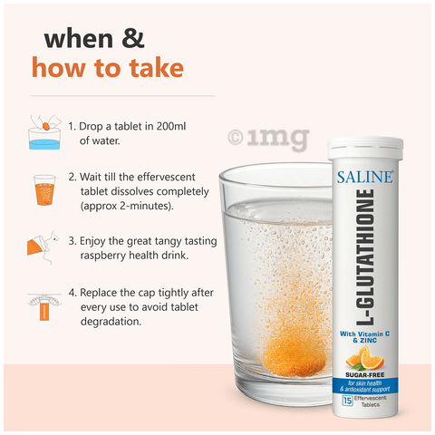 Saline L-Glutathione with Vitamin C & Zinc Effervscent Tablet (15 Each) Sugar Free: Buy combo pack of 2.0 bottles at best price in India