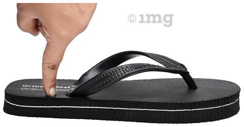 Ortho Rest Unisex Hawaii Chappal Orthopedic Comfort Bathroom Rubber Flip Flops Black 4