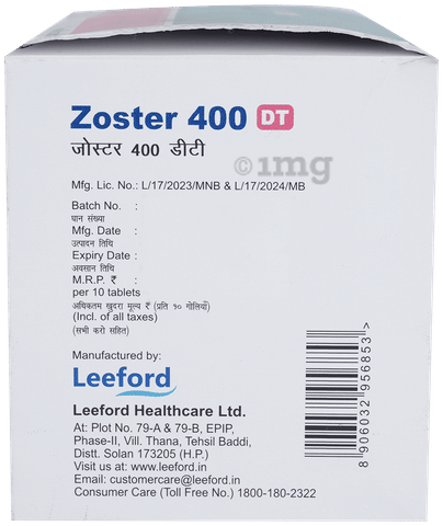 Zoster 400mg Tablet DT image