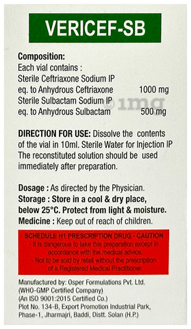 Vericef-SB 1.5gm Injection