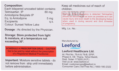 Telvilite AM 80mg/5mg Tablet image Telvilite AM 80mg/5mg Tablet image