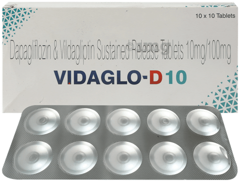 Vidaglo D 10mg/100mg Tablet image Vidaglo D 10mg/100mg Tablet image